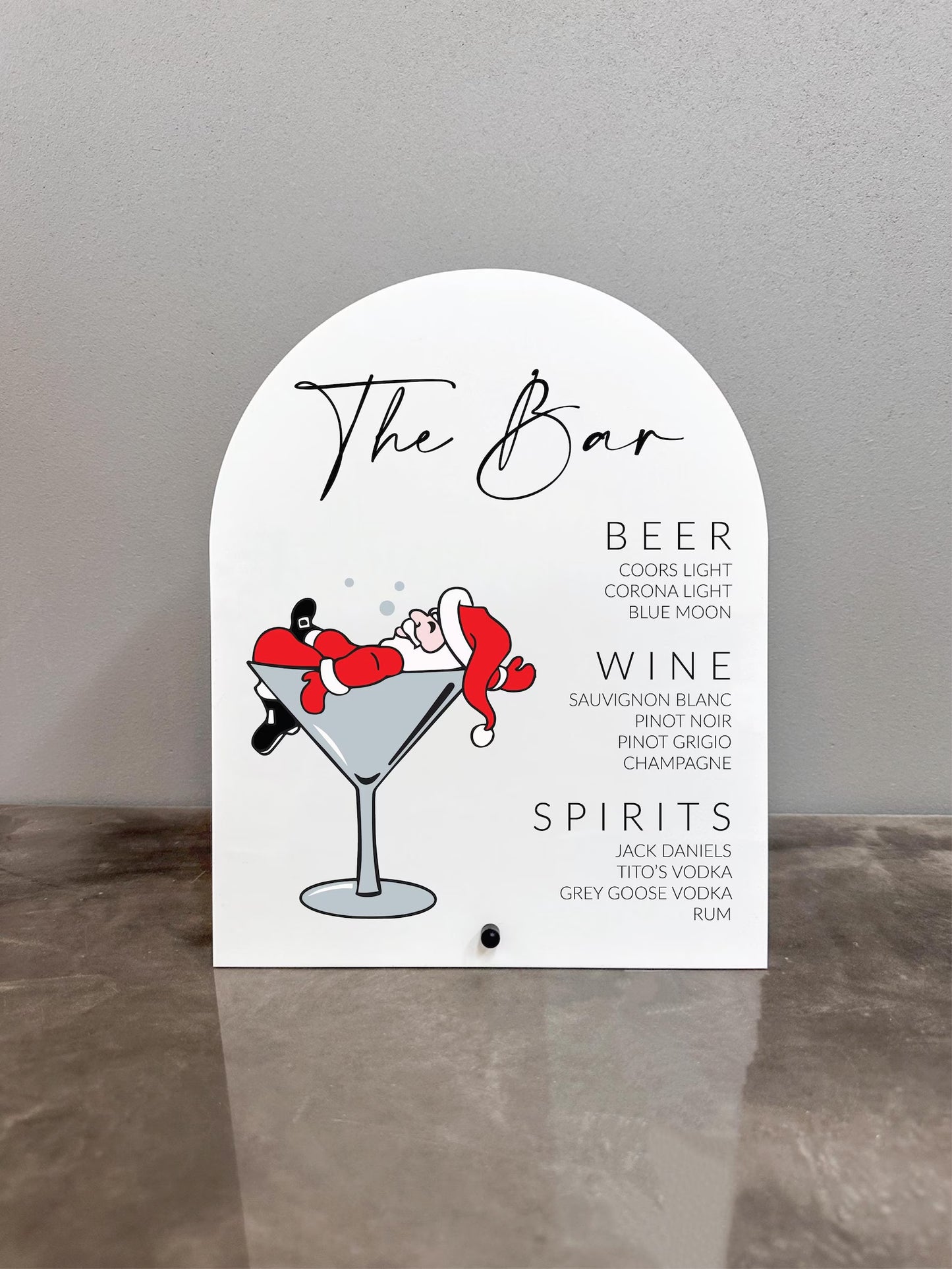 Santa Martini Glass Bar Sign