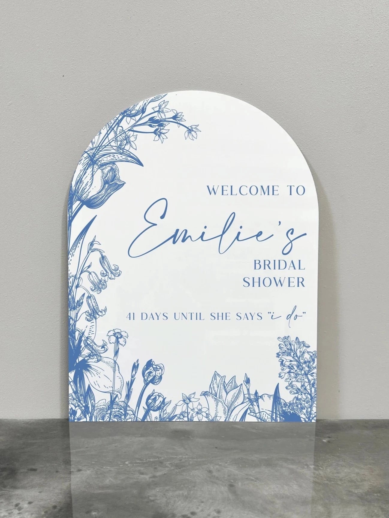 Blue Flower Welcome Sign