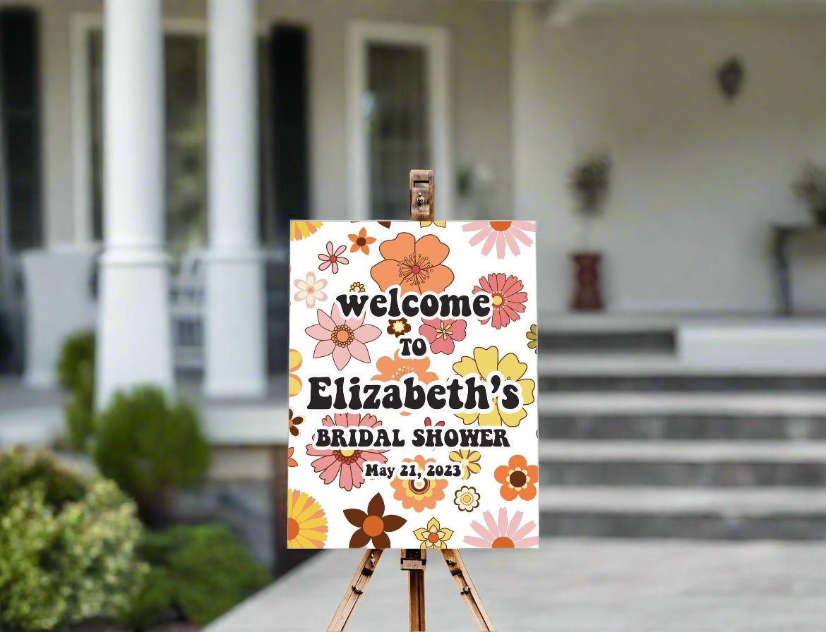 Retro Flower Welcome Sign