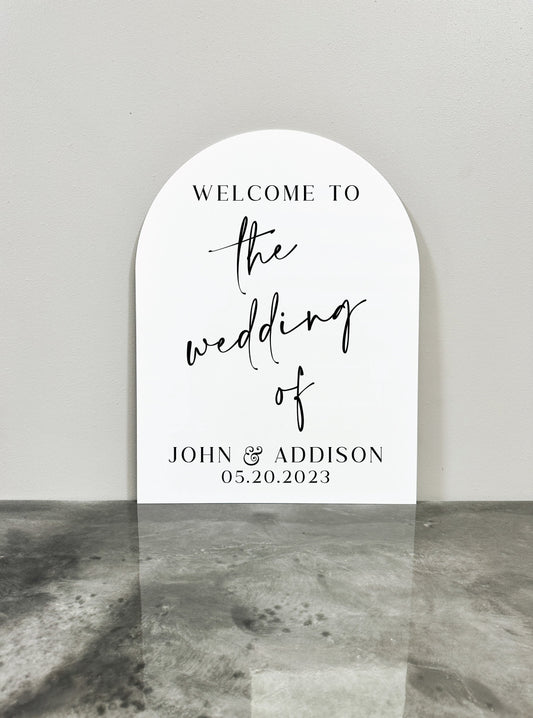 Welcome To The Wedding Of Acrylic Sign