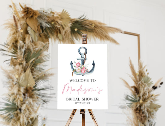 Nautical Bridal Shower Acrylic Welcome Sign