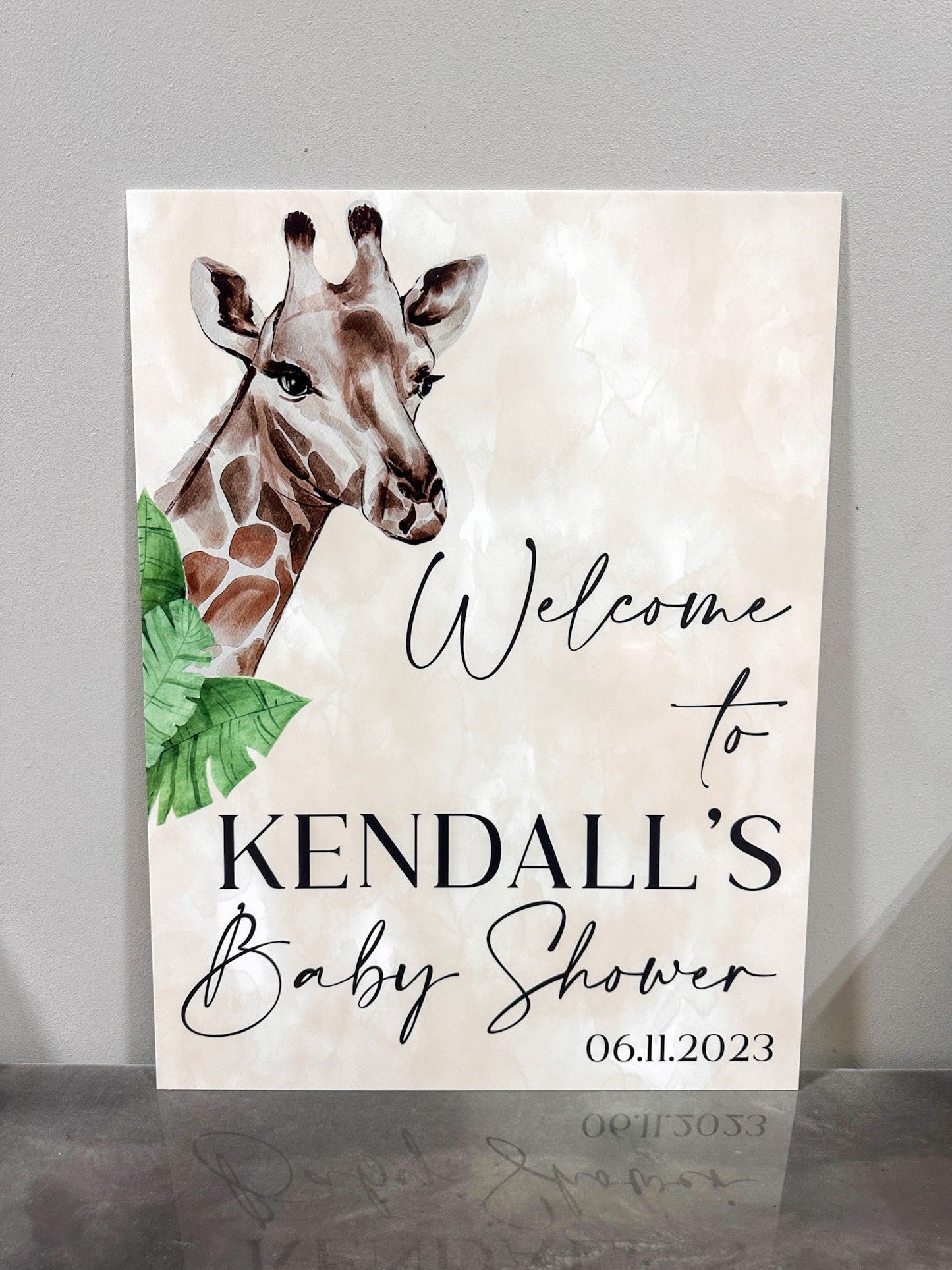 Giraffe Baby Shower Welcome Sign