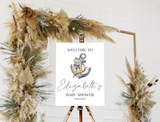 Nautical Bear Baby Shower Sign