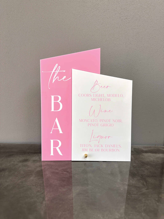 Pink Bar Menu