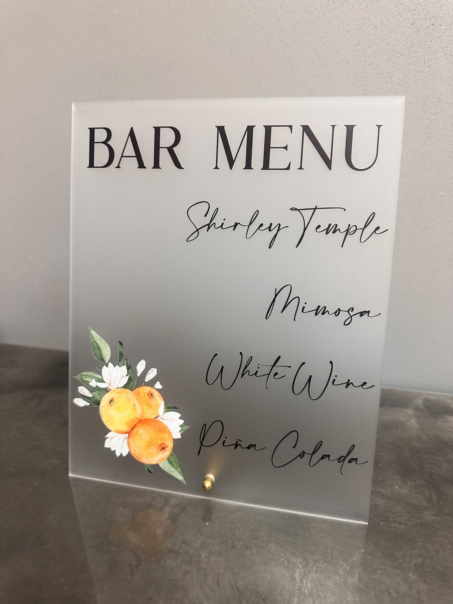 Orange Blossom Bar Menu Sign