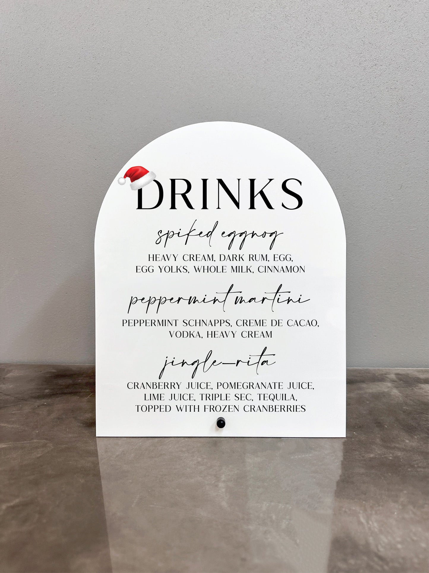 Santa Hat Drinks Menu Sign