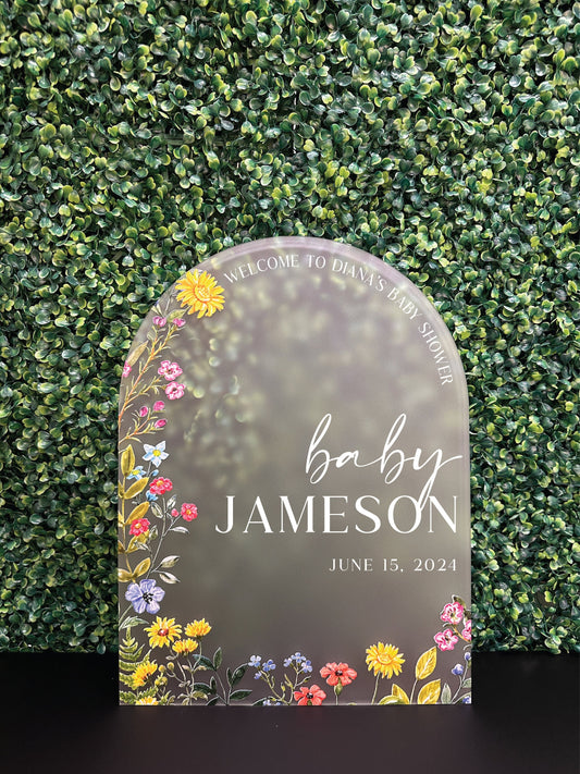 Wildflower Baby Shower Acrylic Sign